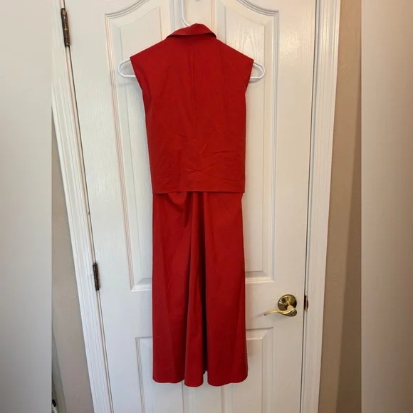 Lafayette 148 New York Red Sleeveless Shirtdress Small - Picture 2 of 5